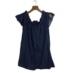 Corey Lynn Calter by Anthropologie Off Shoulder Chambray Shift Dress Blue Size M